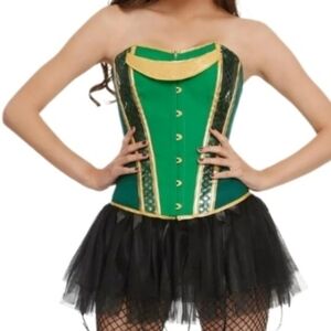 Hot Topic Undergirl Gold & Green  Cosplay Halloween Costume Corset Top